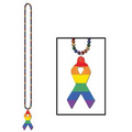 Rainbow Beads w/ Rainbow Ribbon Medallion